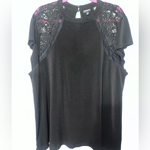 Torrid Black Blouse with Lace Size 3 - Picture 2 of 8